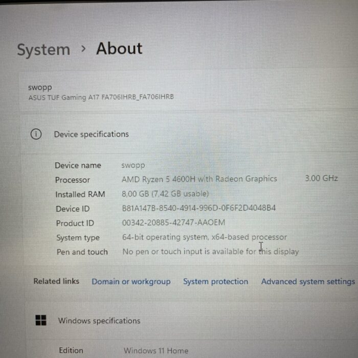 Asus TUR Gaming A17 | 8GB Ram | 512GB SSD | Ryzen 5 - Image 5