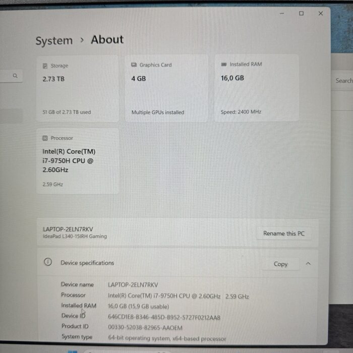 Lenovo IdeaPad L340 Gaming | 16GB Ram | 2TB SSD | intel Core i7 - Image 5