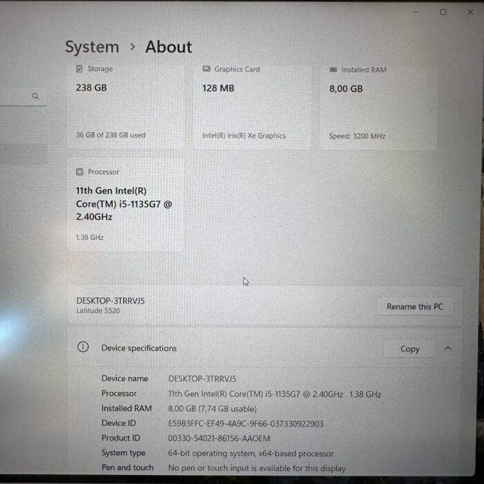 Dell Latitude 5520 | 11th Gen Intel Core i5 | 8GB Ram | 256GB SSD - Image 7
