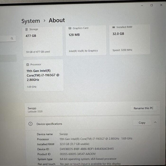 Dell Latitude 3520 | 11th Gen Intel Core i7 | 32GB Ram | 512GB SSD - Image 5