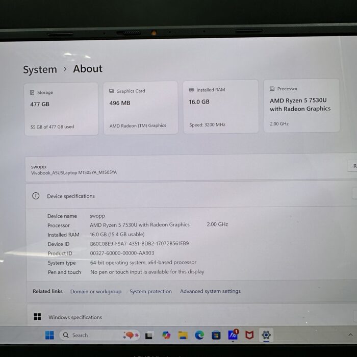 Asus VivoBook M1505YA | AMD Ryzen 5 | 16GB Ram | 512GB SSD | Silver - Image 6