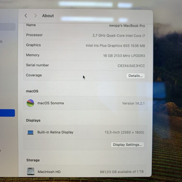 Macbook Pro 13" 2018 1TB SSD | Intel Core i7 | 16GB Ram | Space Grey - Image 5