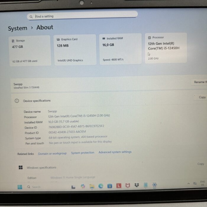 Lenovo IdeaPad Slim 3 12th (Gen) | i5 2.00 GHz | 16GB | 512GB | Silver - Image 7
